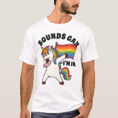 Gay Pride Dabbing Eenhoorn met vlag T-shirt (Voorkant)