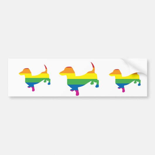 Gay Pride Dachshund/Wiener Bumpersticker (Voorkant)