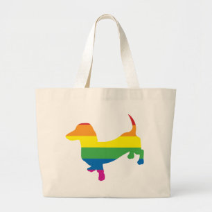 Gay Pride Dachshund/Wiener Grote Tote Bag