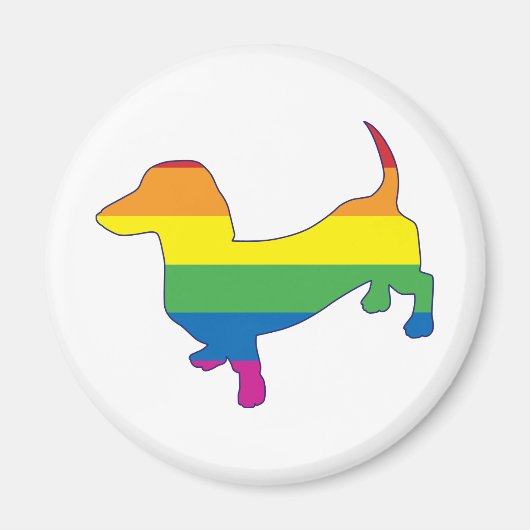 Gay Pride Dachshund/Wiener Magneet (Voorkant)