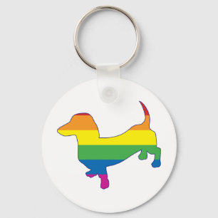 Gay Pride Dachshund/Wiener Sleutelhanger