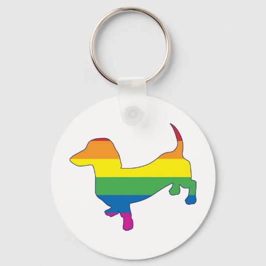 Gay Pride Dachshund/Wiener Sleutelhanger (Voorkant)