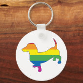 Gay Pride Dachshund/Wiener Sleutelhanger (Voorkant)