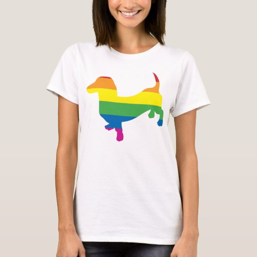 Gay Pride Dachshund/Wiener T-shirt (Voorkant)
