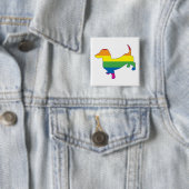 Gay Pride Dachshund/Wiener Vierkante Button 5,1 Cm (In situ)