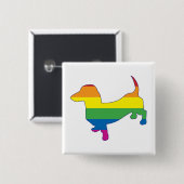 Gay Pride Dachshund/Wiener Vierkante Button 5,1 Cm (Voorkant /achterkant)