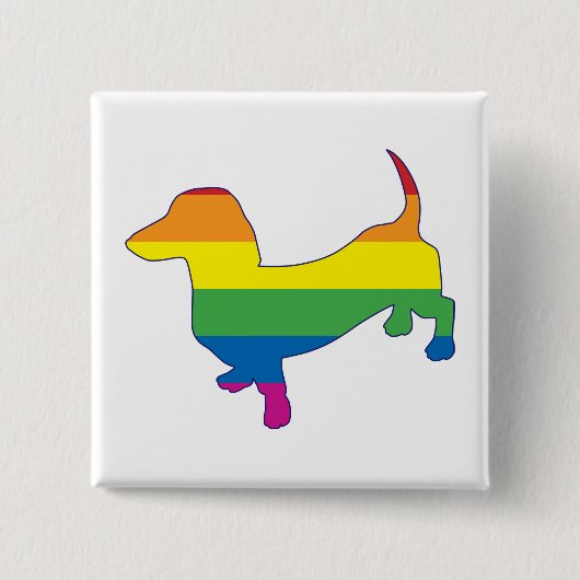 Gay Pride Dachshund/Wiener Vierkante Button 5,1 Cm (Voorkant)