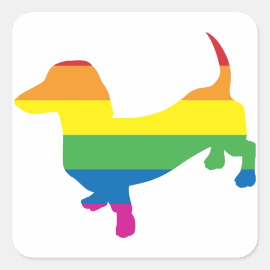 Gay Pride Dachshund/Wiener Vierkante Sticker (Voorkant)