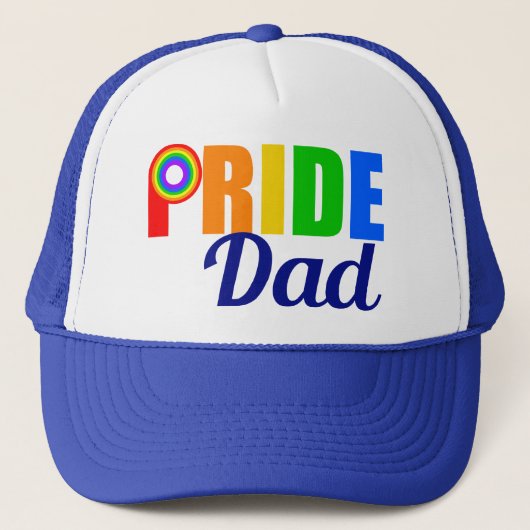 Gay Pride Dad Rainbow Lettering LGBTQ Trucker Pet (Voorkant)