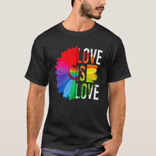 Gay Pride Daisy Rainbow LGBT Love Is Liefde LGBTQ T-shirt