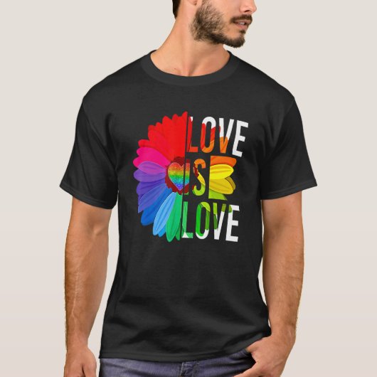 Gay Pride Daisy Rainbow LGBT Love Is Liefde LGBTQ T-shirt (Voorkant)