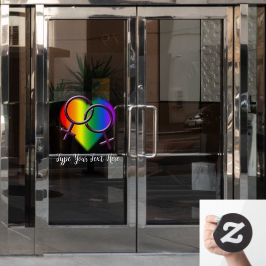 Gay Pride Decal Personalized Rainbow Window Cling (Kantoordeur)