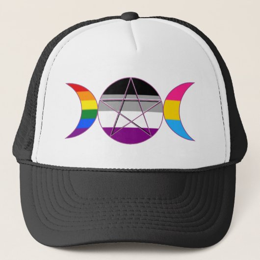 Gay Pride Demi Pan Goddess Symbol Trucker Pet (Voorkant)