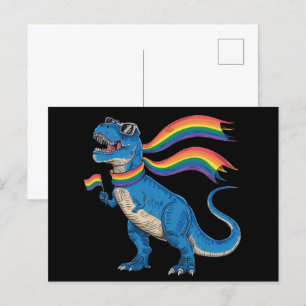 Gay Pride Dino Trex Regenboog Vlag LGBT Ally Briefkaart