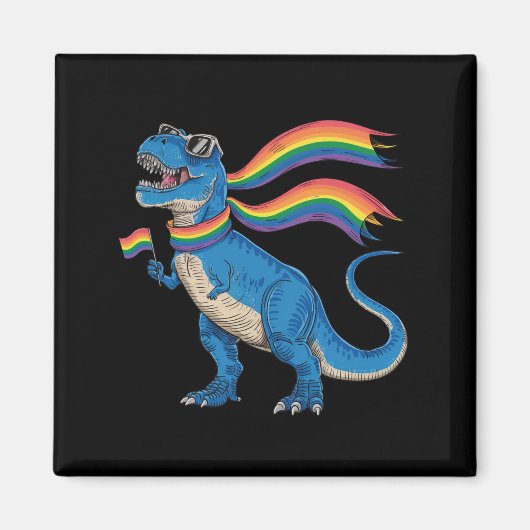 Gay Pride Dino Trex Regenboog Vlag LGBT Ally Magneet (Voorkant)