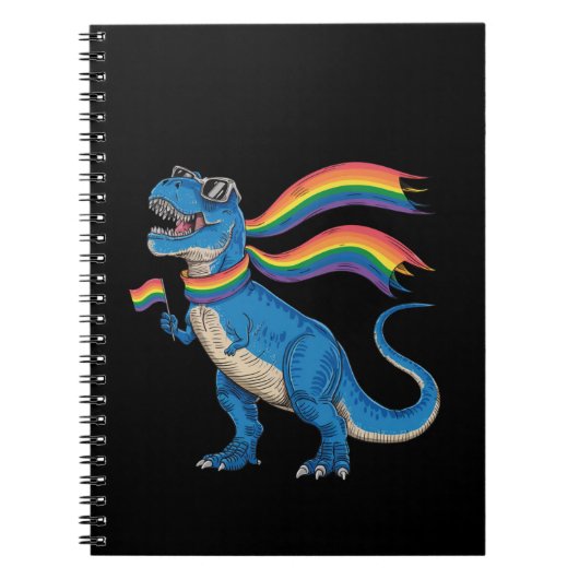 Gay Pride Dino Trex Regenboog Vlag LGBT Ally Notitieboek (Voorkant)