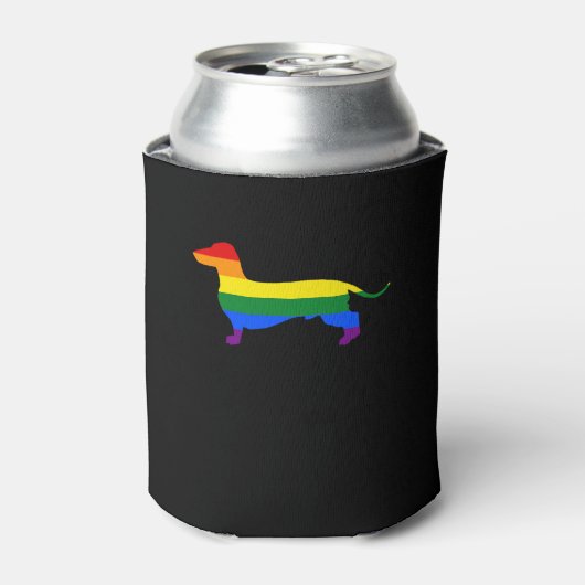 Gay Pride Dog Dachshund Rainbow Flag Blikjeskoeler (Blikje Voorkant)