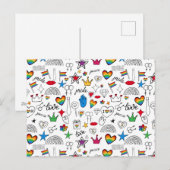 Gay Pride Doodle Patroon Feestdagenkaart (Voorkant / Achterkant)
