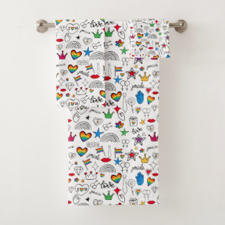 Gay Pride Doodle Pattern Bad Handdoek