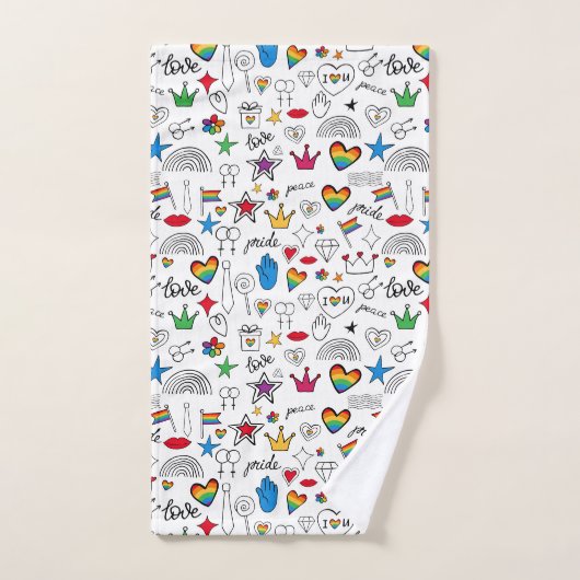 Gay Pride Doodle Pattern Bad Handdoek (Handdoek)