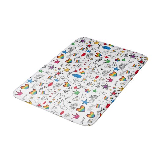 Gay Pride Doodle Pattern Badmat (Gekanteld)