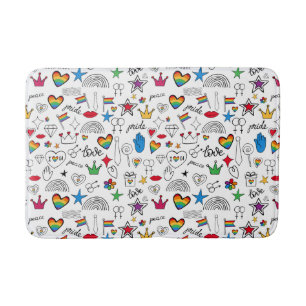 Gay Pride Doodle Pattern Badmat