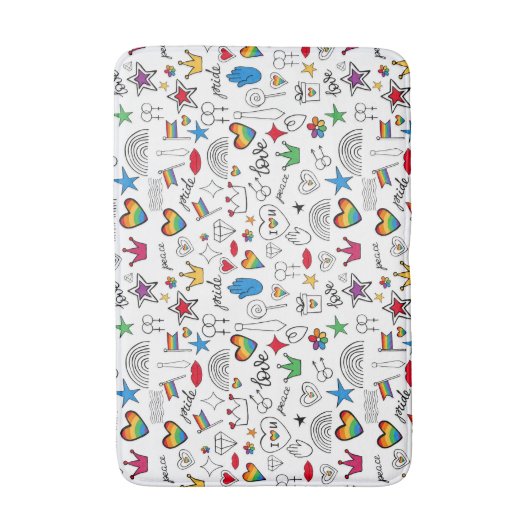 Gay Pride Doodle Pattern Badmat (Voorkant Verticaal)