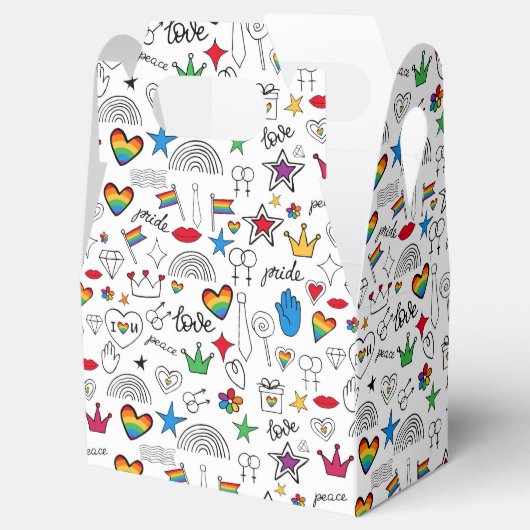Gay Pride Doodle Pattern Bedankdoosjes (Geopend)