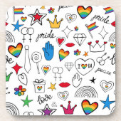 Gay Pride Doodle Pattern Bier Onderzetter (Voorkant)