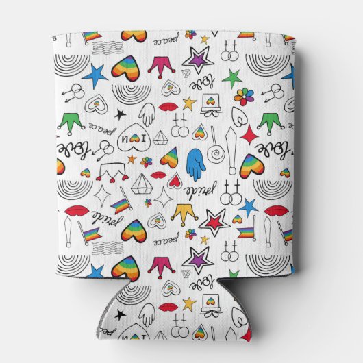Gay Pride Doodle Pattern Blikjeskoeler (Achterkant)