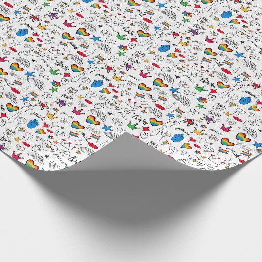 Gay Pride Doodle Pattern Cadeaupapier (Hoek)