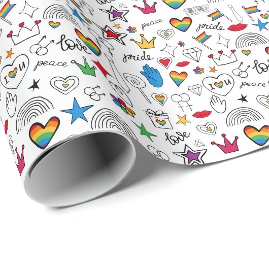 Gay Pride Doodle Pattern Cadeaupapier (Rol Hoek)