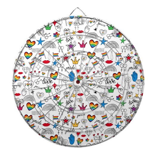 Gay Pride Doodle Pattern Dartbord (Voorkant)