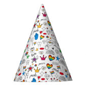 Gay Pride Doodle Pattern Feesthoedjes (Voorkant)