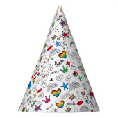 Gay Pride Doodle Pattern Feesthoedjes (Links)