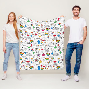 Gay Pride Doodle Pattern Fleece Deken