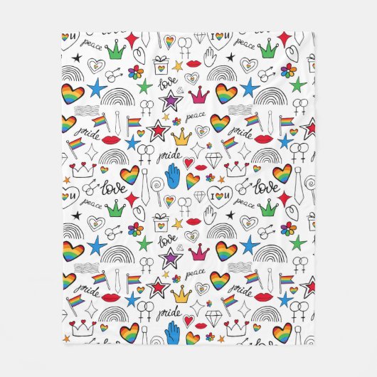 Gay Pride Doodle Pattern Fleece Deken (Voorkant)