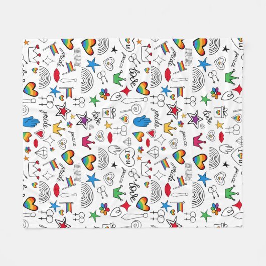 Gay Pride Doodle Pattern Fleece Deken (Voorkant (Horizontaal))