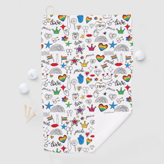Gay Pride Doodle Pattern Golfhanddoek