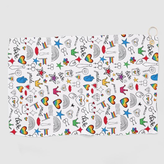 Gay Pride Doodle Pattern Golfhanddoek (Horizontaal)