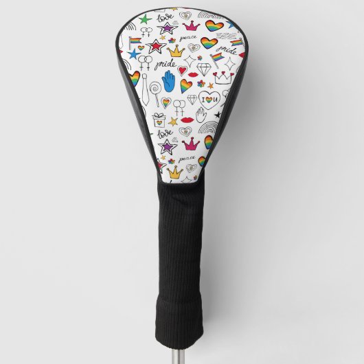 Gay Pride Doodle Pattern Golfheadcover (Voorkant)