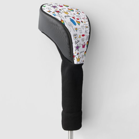 Gay Pride Doodle Pattern Golfheadcover (Schuin)