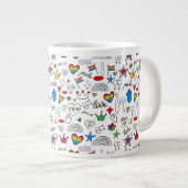 Gay Pride Doodle Pattern Grote Koffiekop (Voorkant rechts)