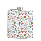 Gay Pride Doodle Pattern Heupfles (Voorkant)