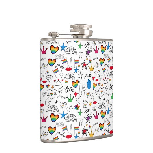 Gay Pride Doodle Pattern Heupfles (Rechts)