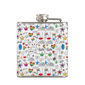 Gay Pride Doodle Pattern Heupfles (Achterkant)