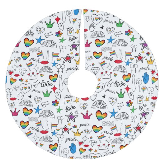 Gay Pride Doodle Pattern Kerstboom Rok (Voorkant)