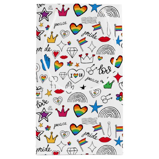 Gay Pride Doodle Pattern Klein Cadeauzakje (Achterkant)