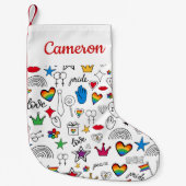 Gay Pride Doodle Pattern Kleine Kerstsok (Voorkant)