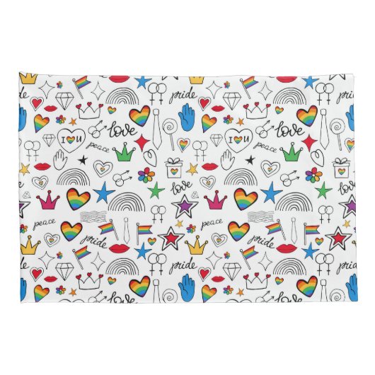Gay Pride Doodle Pattern Kussensloop (Achterkant-Rechts)
